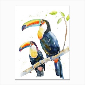 Toucans Watercolor Painting Canvas Print