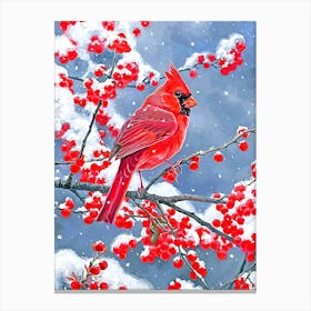 Cardinal In The Snow Canvas Print