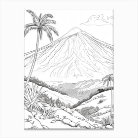Mount Teide Spain Color Line Drawing (4) Canvas Print