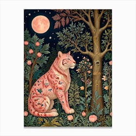 William Morris Pink Tiger In The Forest Canvas Print