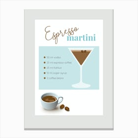 Espresso Martini Recipe Canvas Print