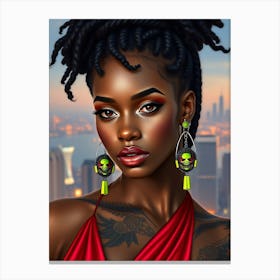 Black Woman With Earrings Canvas Print