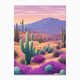 Desert Landscape With Cactus 1 Canvas Print