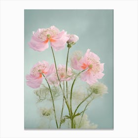 Queen Annes Lace Flowers Acrylic Painting In Pastel Colours 1 Canvas Print