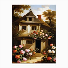 Roses In Front Of The House Canvas Print