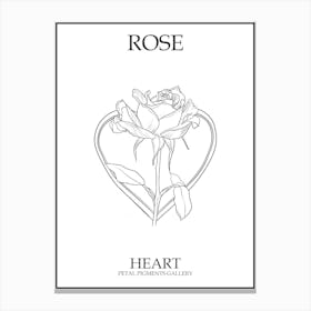 Rose Heart Line Drawing 3 Poster Canvas Print