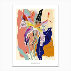 Colourful Flower Illustration Poster Columbine 1 Canvas Print