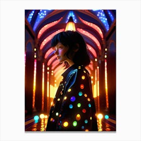 Girl In A Colorful Coat Canvas Print