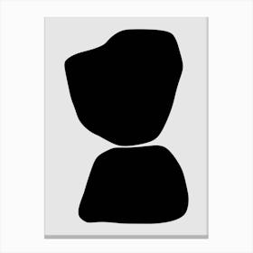 Minimalist Black And White Silhouette Of A Rock Canvas Print