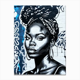 Graffiti Mural Of Beautiful Black Woman 219 Canvas Print