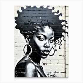 Vintage Graffiti Mural Of Beautiful Black Woman 149 Canvas Print