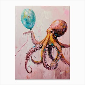 Cute Octopus With Balloon Canvas Print