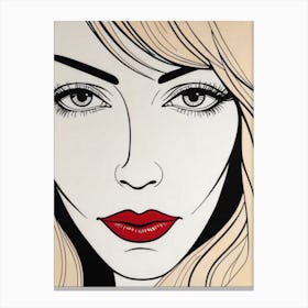 Woman Portrait Face Pop Art (19) Canvas Print