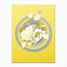 Botanical White Bengal Rose in Gray and Yellow Gradient n.376 Canvas Print