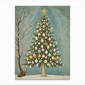 Festive Christmas Tree In Pastel Canvas Print