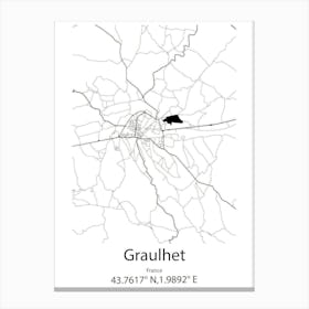 Graulhet,France Minimalist Map Canvas Print