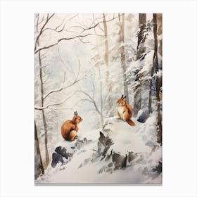 Winter Watercolour Red Squirrel 2 Canvas Print