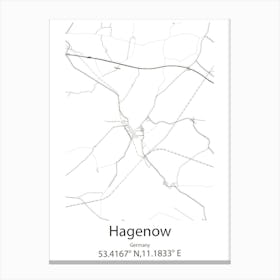 Hagenow,Germany Minimalist Map Canvas Print