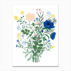 Spring Floral Bouquet Pastels Gouache Painting Canvas Print