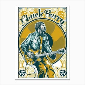 Vintage Concert Poster Chuck Berry Iconic Rock And Roll Wall Art Poster For Music Room Canvas Print