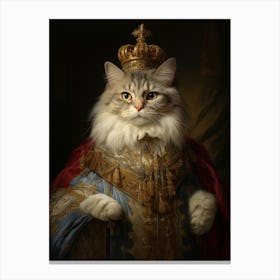 Cat With A Crown Rococo Style 1 Canvas Print
