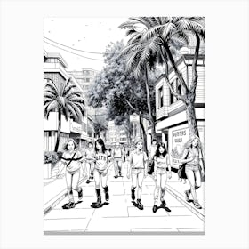 Street Scene of The 1980´s Drawing Toile