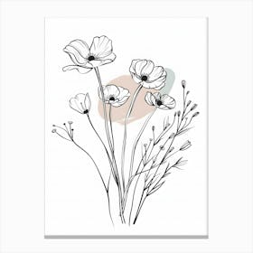 Minimalist Flower Line Art 12 Canvas Print