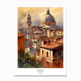 Italy, Rome 4 Watercolor Travel Poster Canvas Print