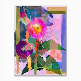 Hollyhock 2 Neon Flower Collage Canvas Print