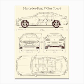 Mercedes Benz C Class Coupe 2020 car blueprint Canvas Print
