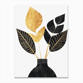 Gold Leaves In A Vase 1 Canvas Print