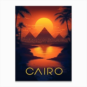 Egypt Sunset: Pyramids and Nile River Canvas Print