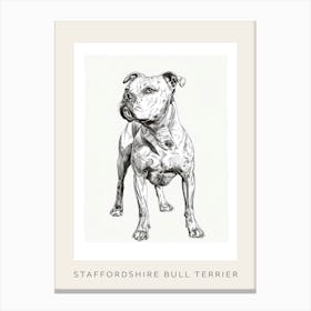 Staffordshire Bull Terrier Dog Line Sketch 2 Poster Canvas Print