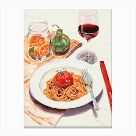 Spaghetti And Wine Canvas Print