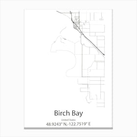 Birch Bay,United States Minimalist Map 1 Canvas Print