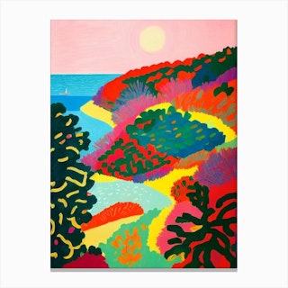 Coral Beach, Australia Hockney Style Canvas Print
