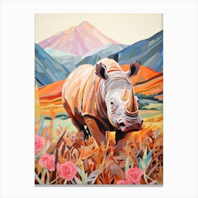 Rhino In The Grass 3 Canvas Print