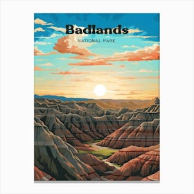 Badlands South Dakota Outdoor Travel Art Illustration Canvas Print