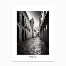 Poster Of Palencia, Spain, Black And White Analogue Photography 2 Canvas Print