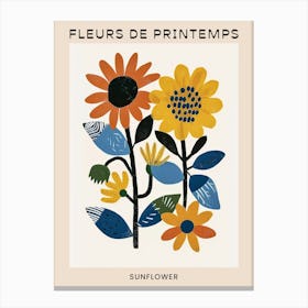 Spring Floral French Poster  Sunflower 1 Canvas Print