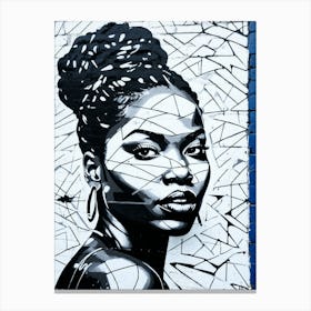 Graffiti Mural Of Beautiful Black Woman 101 Canvas Print