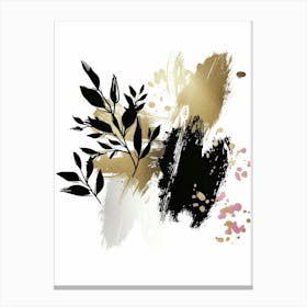 Black And Gold Brush Strokes 5 Canvas Print