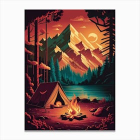 Campfire In The Mountains Canvas Print