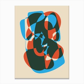 Modern Abstract Geometric Shapes in Red and Blue Canvas Print