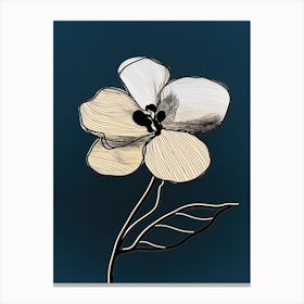 Line Art Orchids Flowers Illustration Neutral 3 Canvas Print