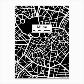 Milan City Map, Italy — Hand-drawn map, vector black map Canvas Print