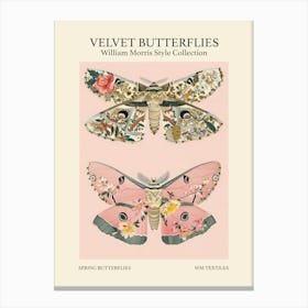 Velvet Butterflies Collection Spring Butterflies William Morris Style 2 Canvas Print