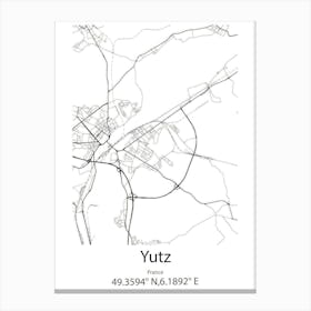 Yutz,France Minimalist Map Canvas Print