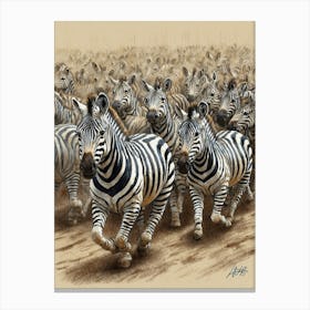 Zebras Running Canvas Print