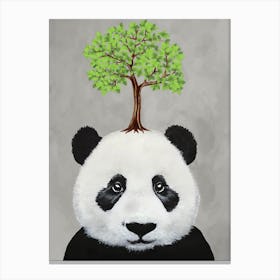 Panda With Tree Canvas Print